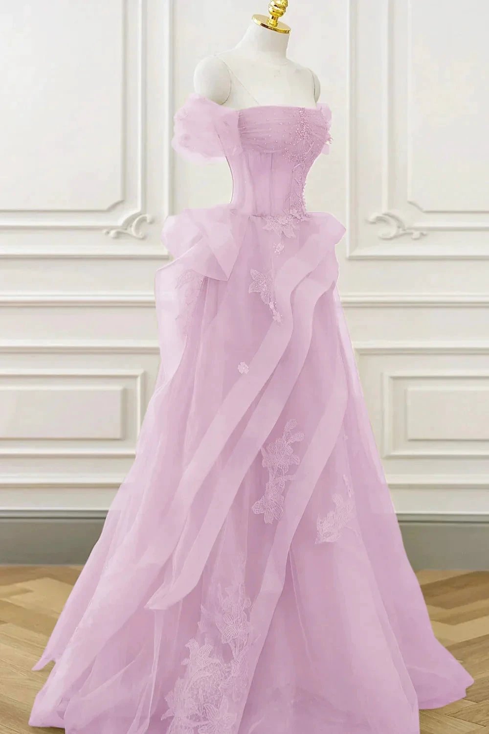 Nellie | Green Tulle Lace Long Prom Dress with Corset, Green Formal Party Dress
