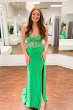Ember | Sweetheart Corset Lace Hot Pink Long Prom Dress with Slit
