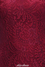 Halter Mermaid Evening Dress Floor Length Lace Burgundy Bridesmaid Dresses