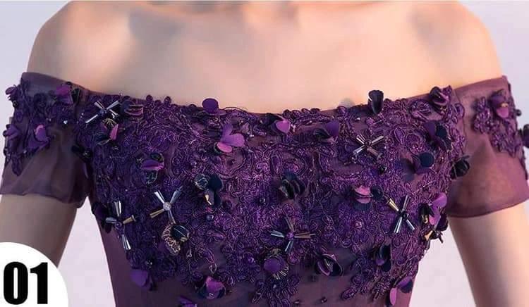 Homecoming Dress Purple Off-the-shoulder Short Prom Dress Party Dress PD354