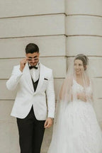 Ivory Sleeveless Straps A-Line Wedding Dress with Chapel Train