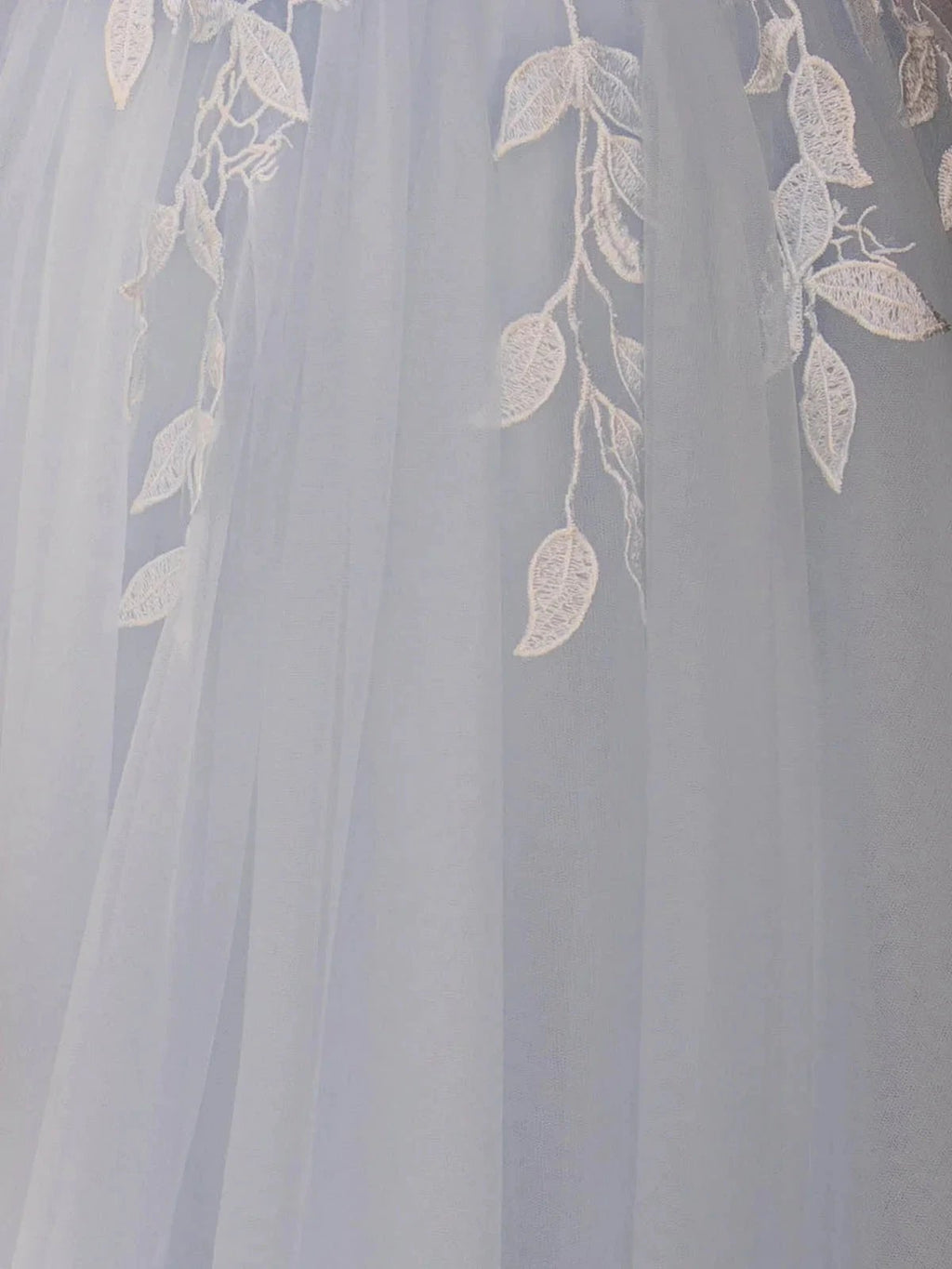 Cynthia | Light Blue V Neck Lace-Up Appliques Tulle Long Prom Dress