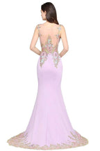 Lilac Sexy Mermaid Sweep Train Evening Dresses with Appliques