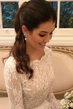 Long A-line Lace Wedding Dress with Sleeves