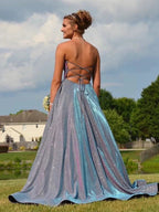 Long A-line Sleeveless Open Back Formal Graduation Dresses with Slit