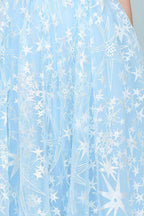 Long Appliqued Tulle A-line Cap Sleeves Prom Dresses