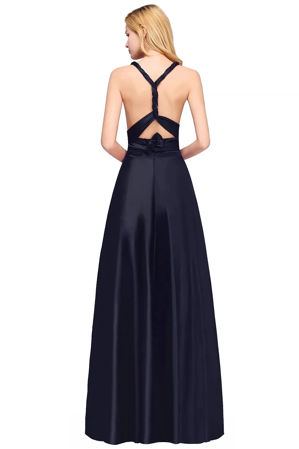Spaghetti Straps Satin Long Bridesmaid Dresses Prom Party Gown