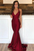 Long Mermaid Halter Open Back Prom Dress