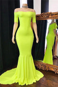 Long Mermaid Off-the-shoulder Prom Dress with Short Sleeves