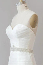 Long Mermaid Strapless Tulle Lace Wedding Dress