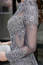 Long Sleeve Mermaid Sequins High-Neck Evening Gowns