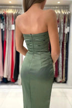 Long Sweetheart Stretch Satin Mermaid Prom Dresses with Slit