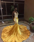Long V-neck Appliques Lace Mermaid Evening Dress