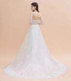 Luxury Beaded Lace Mermaid Wedding Dresses Tulle Appliques Bride Dresses with Detachable Train