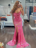 Mare | Hot Pink Sweetheart Mermaid Prom Dress with Bowknot