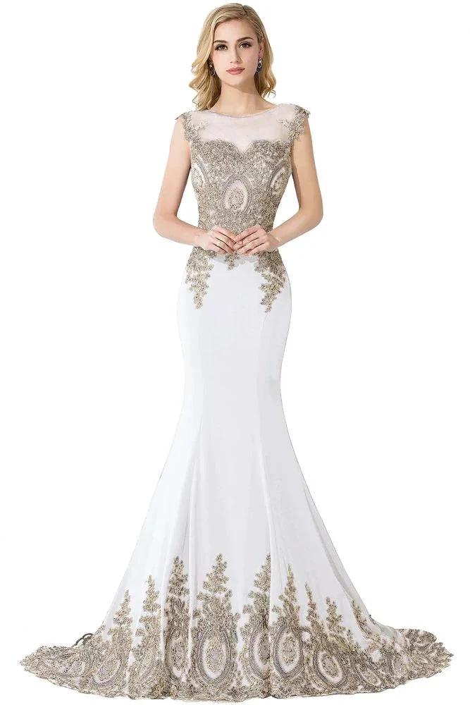 Mermaid Appliques Court Train Chiffon Evening Dress