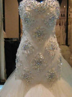 Mermaid Beading Sleeveless Tulle Sweetheart Wedding Dress