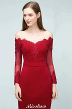 Mermaid Charmeuse Off-the-Shoulder V-Neck Floor-Length Bridesmaid Dress with Appliques
