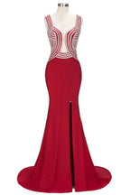 Mermaid Sleeveless Plus Size Floor Length Slit Sequins Patterns Prom Dresses