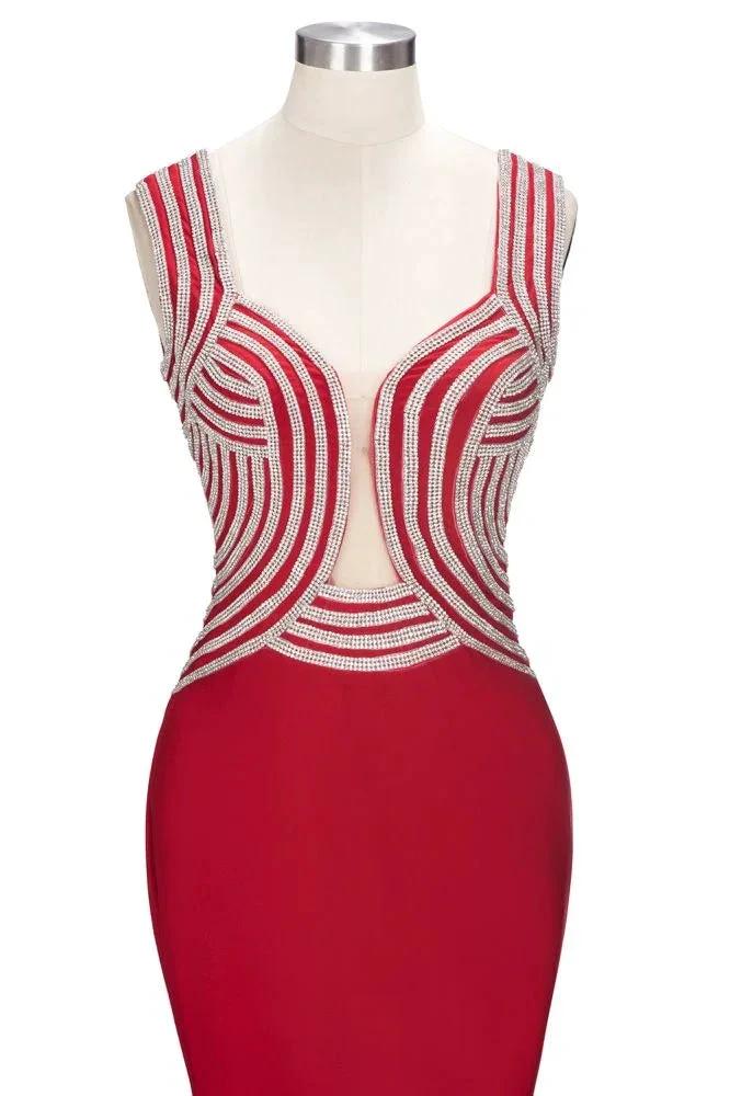 Mermaid Sleeveless Plus Size Floor Length Slit Sequins Patterns Prom Dresses
