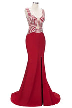 Mermaid Sleeveless Plus Size Floor Length Slit Sequins Patterns Prom Dresses