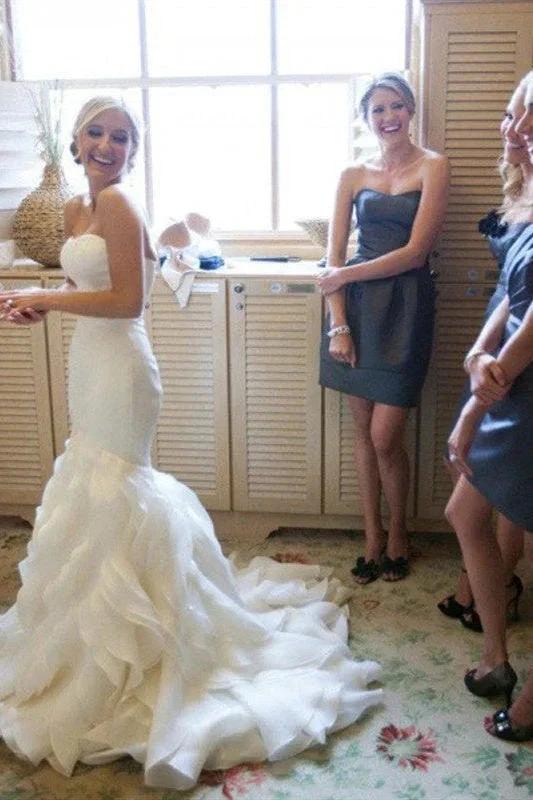 Mermaid Sleeveless Sweetheart Ruffless Wedding Dress