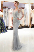 Mermaid Sweetheart Illusion Neckline Sequins Beading Evening Dresses