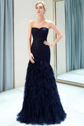 Mermaid Sweetheart Strapless Draped Tulle Long Evening Dress