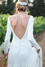 New Arrival Bateau Long Sleeves Designer Wedding Dress