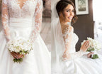 New Full Lace Split Wedding Dress Illusion Back Bridal Wears with Detachable Skirt