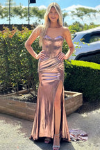 Niobe | Purple Strapless Mermaid Long Formal Dress With Split