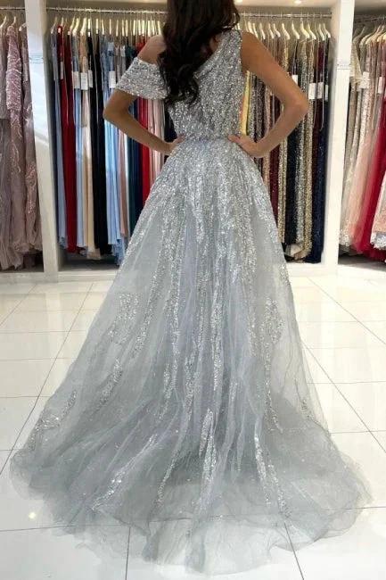 Noble oneshoulder sleeveless mermaid lace prom dress sequied