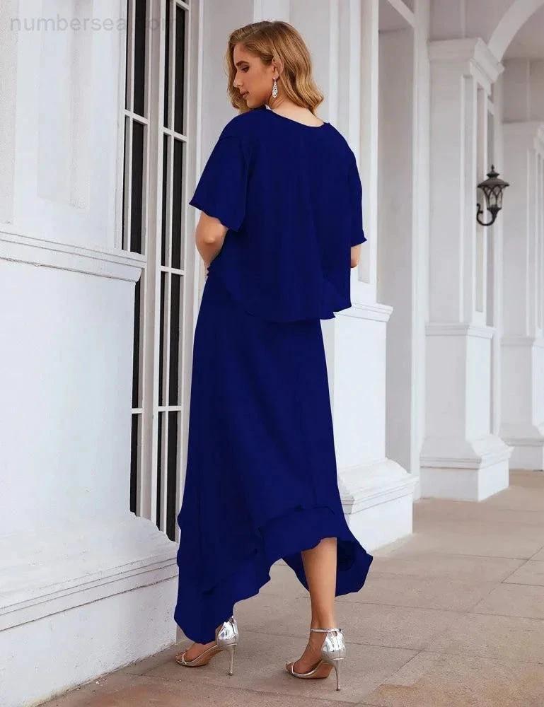 Sunnderly Chiffon Plus Size Mother of Bride Dresses with Jacket Formal Dresses for Wedding SY28073