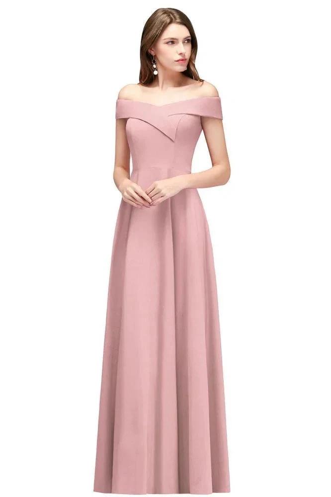Off-the-shoulder Floor Length Burgundy Party Dress
