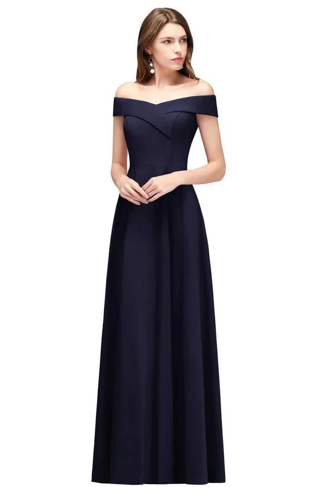 Off-the-shoulder Floor Length Burgundy Party Dress