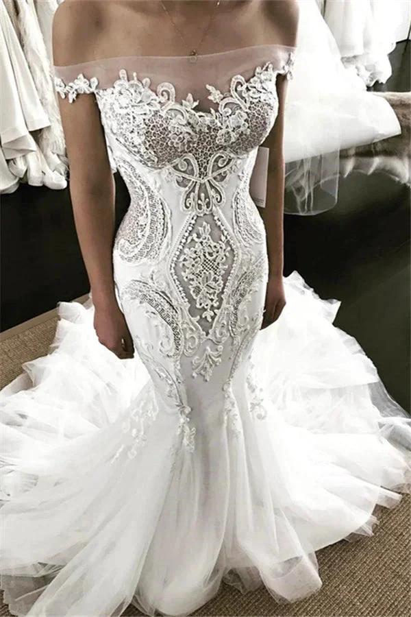 Off-the-Shoulder Strapless Mermaid Lace Wedding Dress