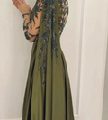 One Shoulder Evening Dress with Cape Long Sleeves