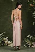 Pink Spaghetti Straps Sleeveless Mermaid Satin Prom Dresses