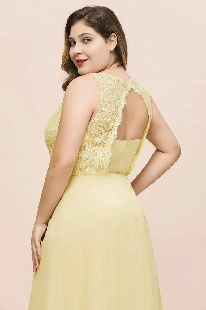 Plus Size Floral A-line Bridesmaid Dress Sleeveless Evening Maxi Dress for Girls Women
