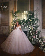 Princess Luxury Wedding Dresses Glitter with Lace