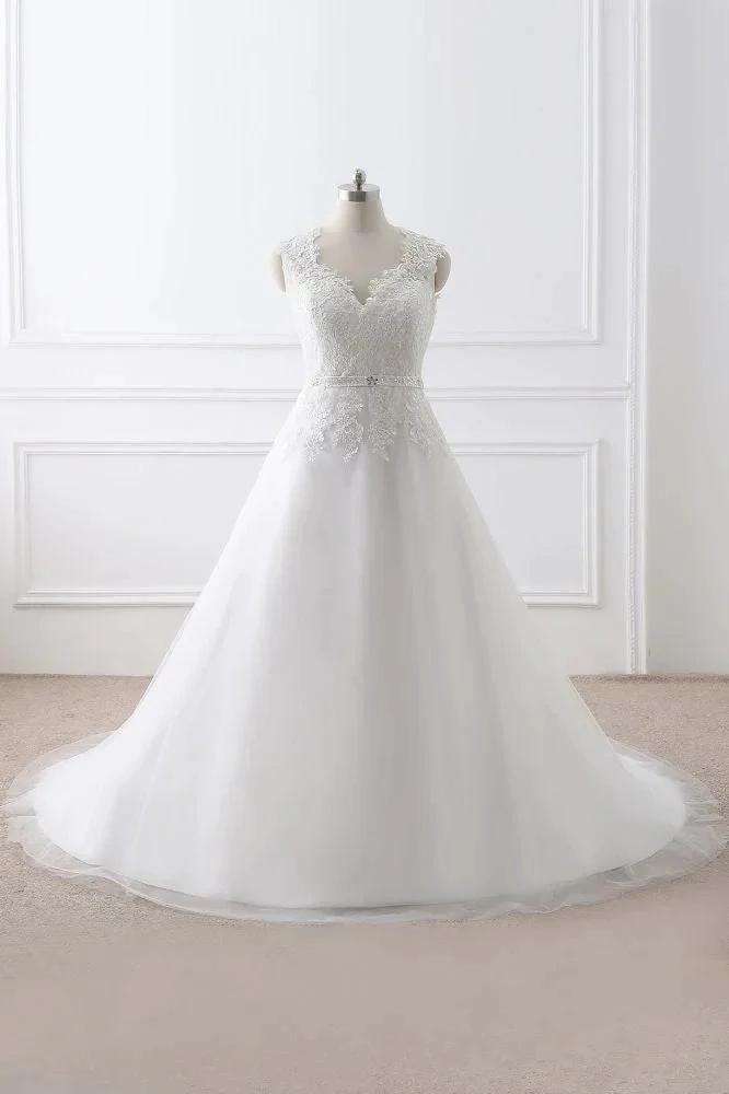 Princess V-Neck Tulle New Arrival Wedding Dress With Lace