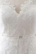 Princess V-Neck Tulle New Arrival Wedding Dress With Lace