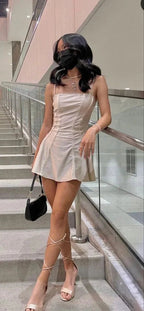 A-line Spaghetti Straps Short Homecoming Dress Cute Party Dress Y630