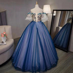 Ball Gown sweet 16 Party Long Prom Dress,Evening Dress,Charming Prom Dresses,Hand-Made Flower Prom Dress S4837
