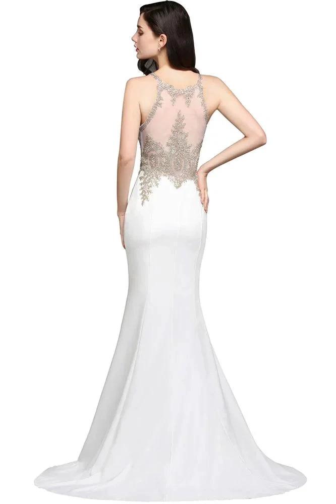 Scoop Chiffon Appliques Mermaid Prom Dress