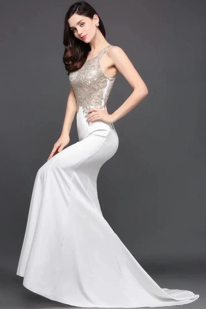 Scoop Chiffon Appliques Mermaid Prom Dress