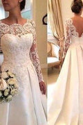 Sexy A-line Wedding Dresses with Sleeves Lace