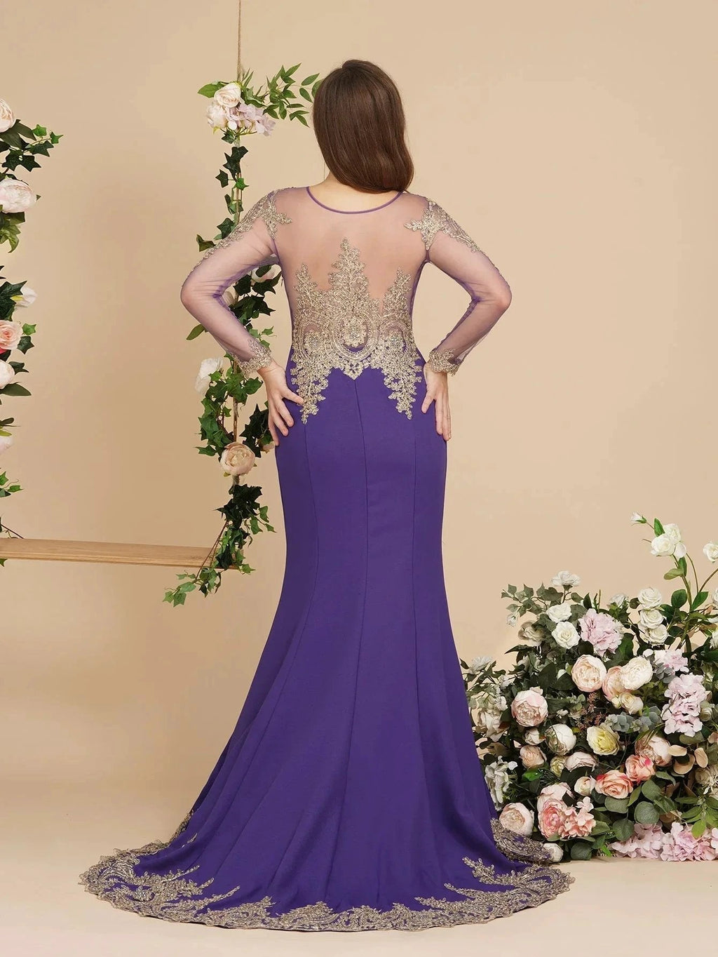 Sexy Lace Appliques Long Sleeves Mermaid Prom Dresses
