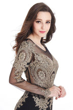 Sexy Lace Appliques Long Sleeves Mermaid Prom Dresses