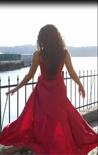 Sexy Long Mermaid Spaghetti Straps Chiffon Prom Dress With Slit